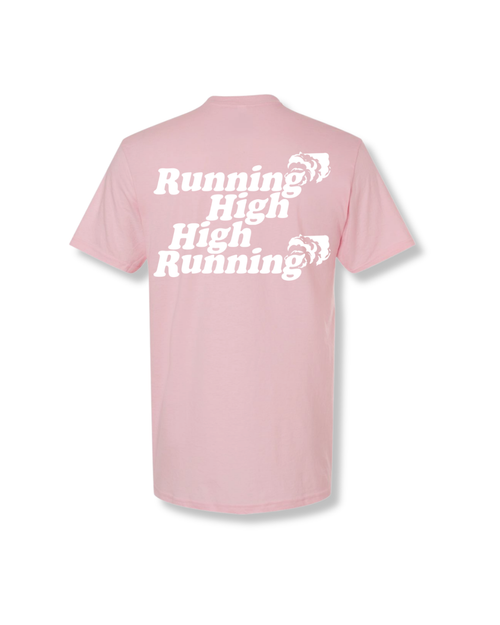 RUNNING HIGH HIGH RUNNING TEE | HEATHER PINK